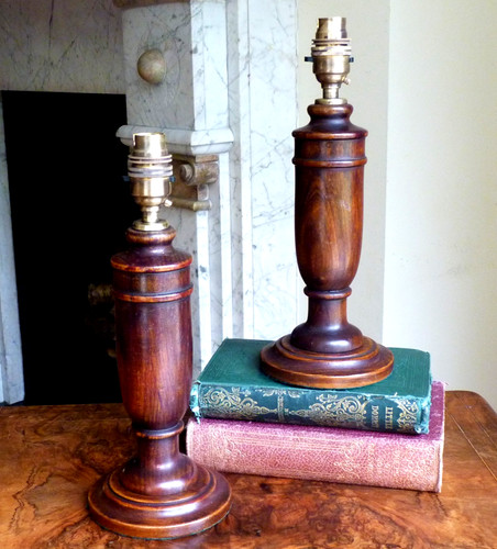 Pair wooden lamps - pair, desk