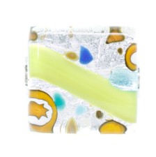 Murano Glass Ring Silver Green