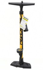 Bike Track Floor Pump Ryder Rival Pro Yellow Presta/Schrader with Gauge - H