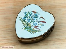 White Heart Shaper floral-5cm-Vintage Trinket/Pill/Snuff Box-1te