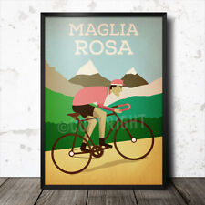 maglia rosa pink jersey poster cycling giro tour italy vintage marco pantani