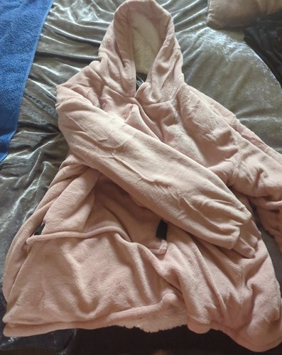 Pink fleece hooded - hooded, waist