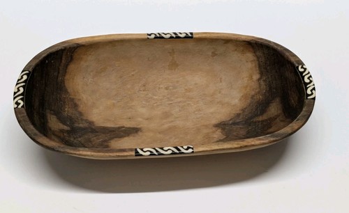 Hand carved wooden bowl - carved, tribal