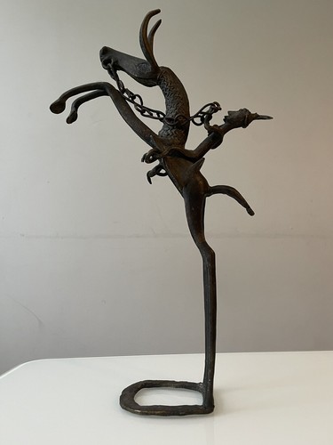 African bronze horse rider