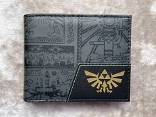 Zelda Style Logo Bi-Fold Wallet ID & Card Holder, Black/Grey - New Without Tags