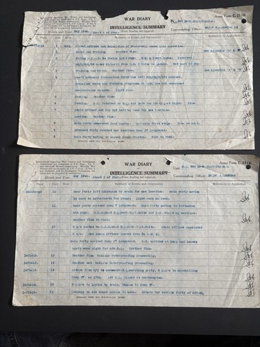 Ww2 official war diary sheets - ww2,