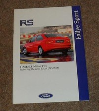 Ford RS Brochure 1992 Fiesta RS1800 Escort RS2000 Sierra RS Cosworth 4X4 Saloon