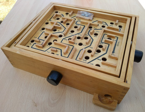 Vintage wooden labyrinth maze - vintage,