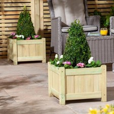 2 x Rowlinson Aston Garden Pot Planter Tub 45cm x 45cm Pressure Treated 2pk