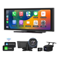 CAM+Portable 10.2"IPS Car Radio Stereo 4K Android Auto CarPlay Bluetooth Sat Nav