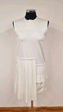 Olive Clothing ivory shift dress size 8 pleated panels asymmetric Unbalance 