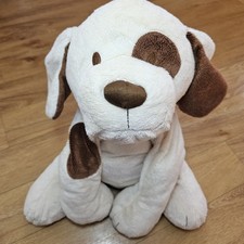 Mothercare Large Brown Dog Soft Toy Plush Comforter Soother Teddy Patch Cream