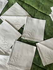 HAND EMBROIDERED LINEN NAPKINS HEMSTITCHED 8pcs Unused 11” 10”