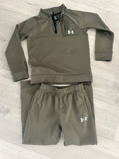 Boys under armour Khaki Tracksuit Top And Joggers Age 6-7