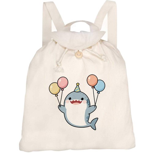 Party shark canvas rucksack - 'party, shark'