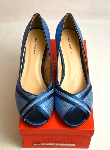 Blue glitter peep toe - glitter, kitten