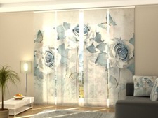 Vertical Blinds Wellmira for Doorway, any sizes - Abstract Butterflies and Roses