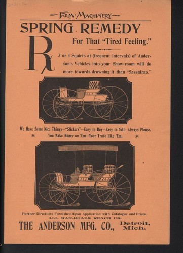 1896 anderson buggy carriage - anderson,