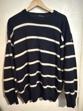 Paul & Shark 100% Wool Heavy Stripe Knit Jumper Navy/White XL VGC