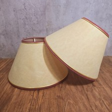 Pair of Vintage Coned Leather Look Rigid Lampshades - Lamps Or Ceiling Shades