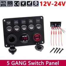 5 Gang Rocker Switch Panel LED Light For Bar Car Caravan Boat RV Marine 12V/24V