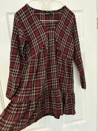 Red tartan cotton smock - tartan,