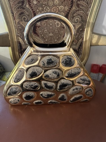 Vintage gold handbag vase - vintage,