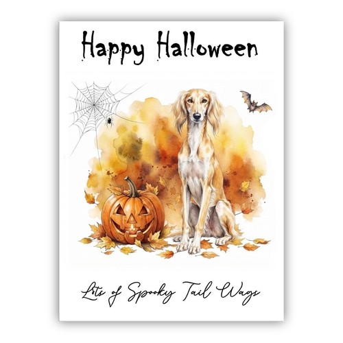 Saluki dog halloween card from - dog,