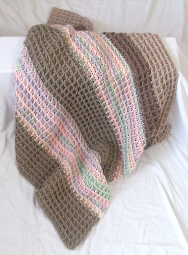 Pink mix hand - crochet, throw