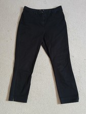 Womens Fred Perry Amy Winehouse Black Slim Trousers Black crop stretch size10vgc