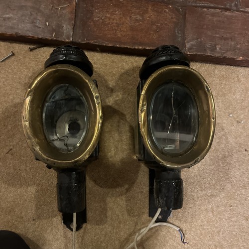 Antique pair carriage lamps - antique,
