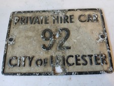 City of Leicester Private hire car plate no 126. . Hackney carriage plate.