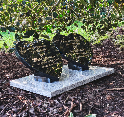 Memorial marker double heart - double,