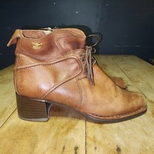 JOE SANCHEZ sz 39 8.5 Casual Ankle Booties Brown Leather Side Zip Block Heels