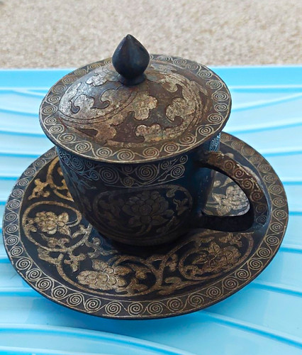 Antique tibetan teacup and - teacup,