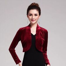 Women Velvet Bolero Cardigan Wrap Capelet Open Shrug Jacket Wedding Party Shawl