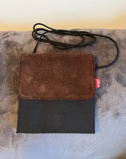 LEVI'S Black & Brown Leather & Canvas Crossbody Mini Travel Bag Wallet Purse