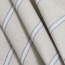 French Linen Double Stripe Double Width Fabric Blue | 280cm | Curtains Cushions
