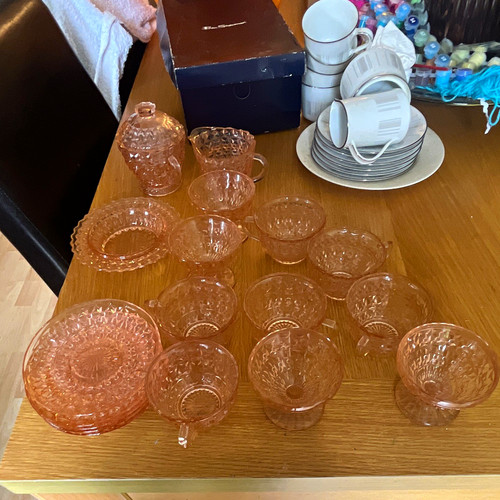 Pink pressed glass - glass, vintage