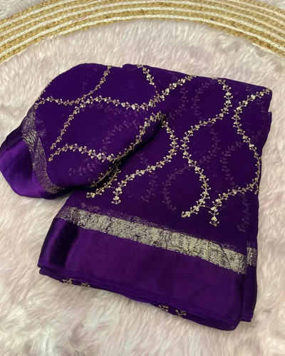 Embroidered viscose georgette - embroidered,
