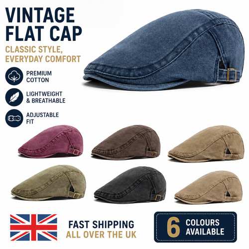 Men flat cap - men, washed