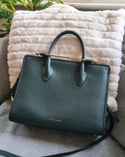 Strathberry Midi Leather Tote Bag Bottle Green Shoulder Handbag