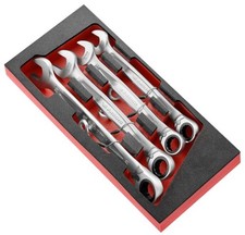 Facom MODM.467J4SLS 4 Pc Tethered Metric Ratchet Combination Spanner Set In Foam