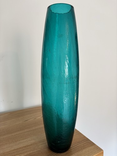 34cm tall teal crackle - tall,