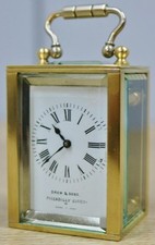 Rare Miniature Antique French 8 Day Brass & Glass Timepiece Carriage Clock
