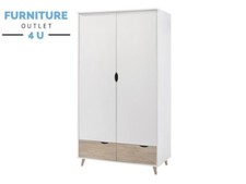 Stockholm Oak White Bedroom Furniture & Beds Retro Style Various Sizes