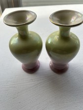 Grimswade Small Single Flower Vase X2. 5 Inches High Purple And Green Lustre