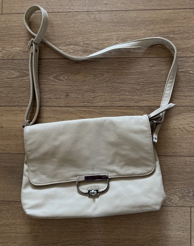 Perllini cream leather clutch - cream,