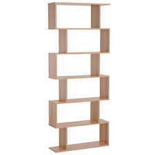 SIX-TIER S-SHAPED WOODEN SHELF UNIT HOME OFFICE MAPLE COLOUR