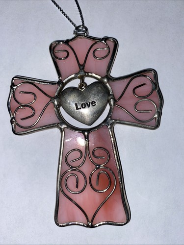 Stained glass cross ornament - glass,